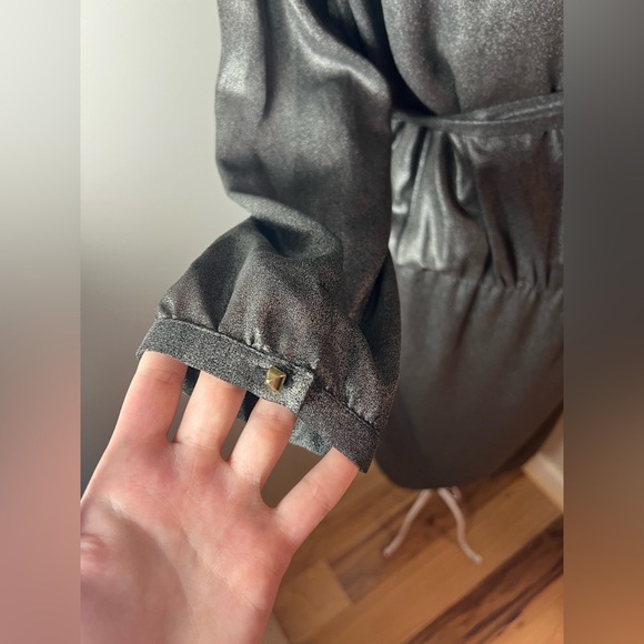 Day Birger Et Mikkelsen Metallic Chiffon Wrap Dress Sz 10 Holiday Party Festive - Picture 4 of 6